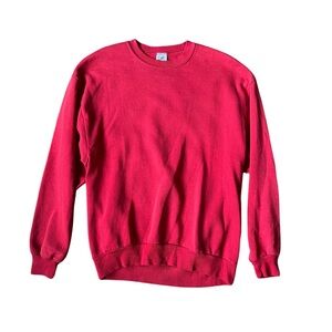 Vintage Blank Crew Neck Jerzees Sweatshirt cherry red  - 45” chest large